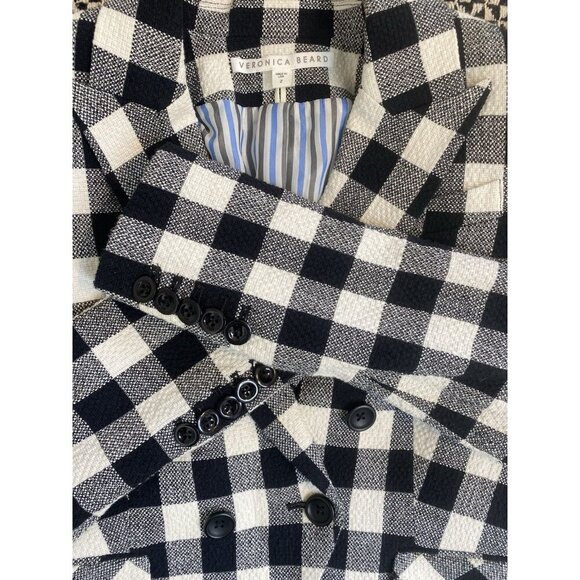 Veronica Beard Miller Black White Gingham Double Breasted Linen Tweed Dickey 2 - Picture 7 of 13